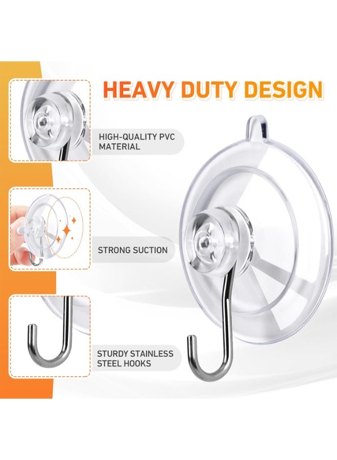 Suction Cup Hooks 12Pack - Max Load 10LB, 1.77Inch Clear Small Suction Cups, No Trace, Reusable & Removable Suction Cup with Stainless Steel Hooks, for Tile Glass Window Shower Kitchen Bathroom - Image 3